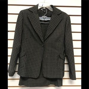 Larry Levine skirt suit, taupe and beige